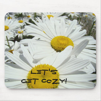 Let's Get Cozy! mousepad White Daisy Flowers