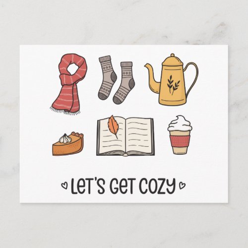 Lets Get Cozy Postcard