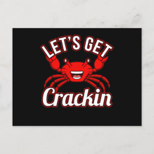 Let's Get Crackin Seafood Crabbing Crab Lobster Postcard