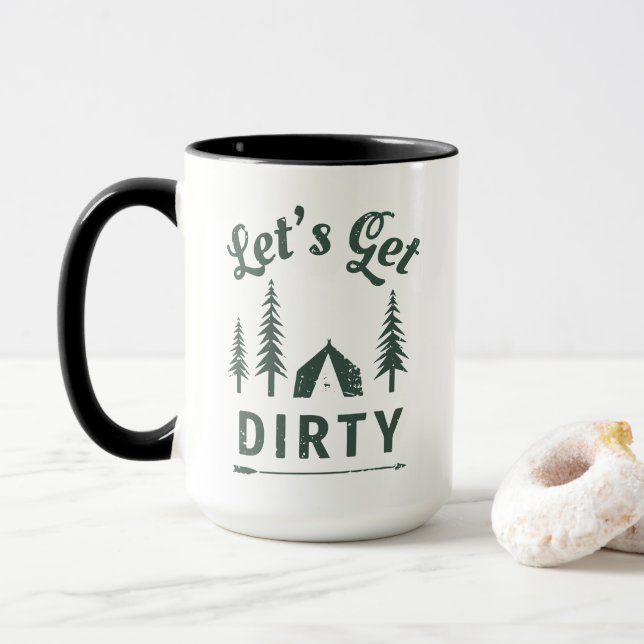 Let's Get Dirty Funny Camping Mug Gift for Him (With Donut)