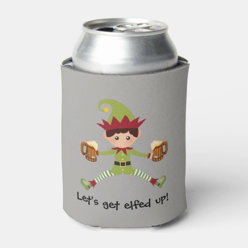 Lets Get Elfed Up Beer Drinking Christmas Can Cooler