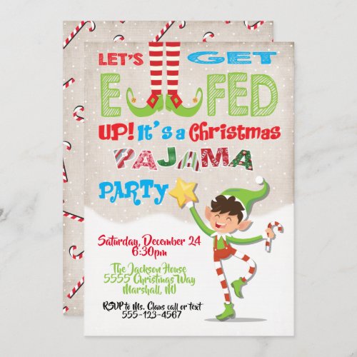 Lets Get Elfed Up Chrismas Party Elf invitation