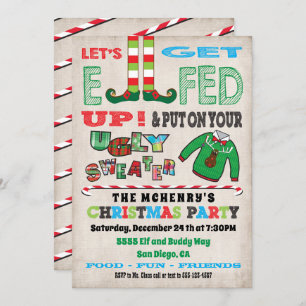 Let's get Elfed up Chrismas Party Elf invitation
