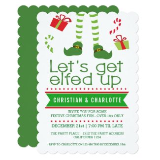Lets Get Elfed Up Christmas Party Invitation