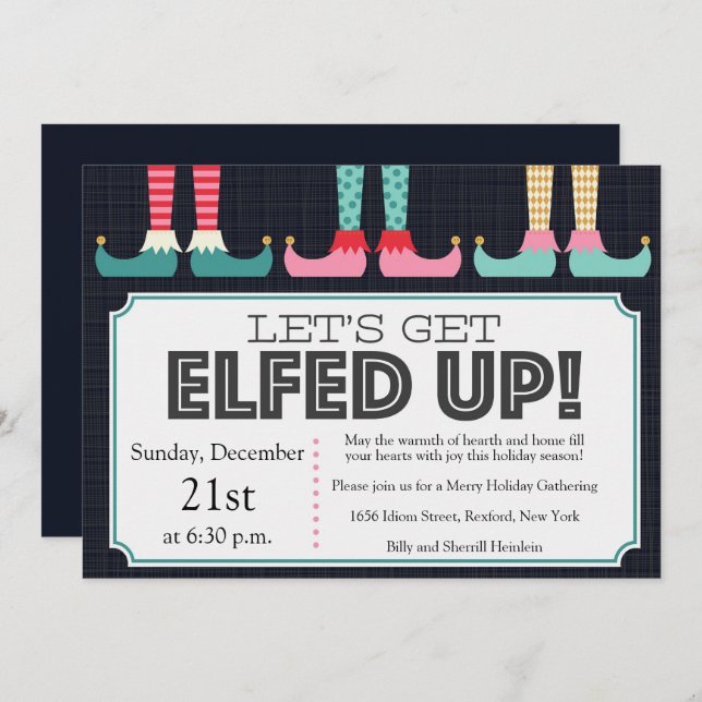 Let's Get Elfed Up Christmas Party Invitation (Front/Back)