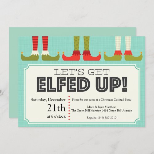 Lets Get Elfed Up Christmas Party Invitation