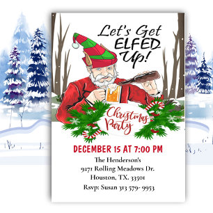 Lets Get Elfed Up Christmas Party  Invitation