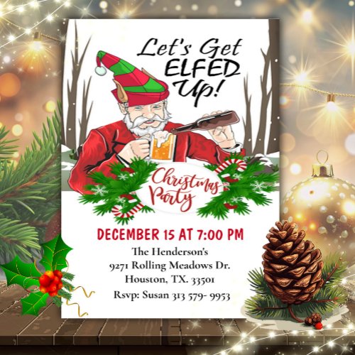 Lets Get Elfed Up Christmas Party  Invitation