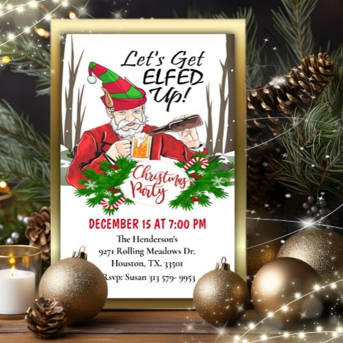 Lets Get Elfed Up Christmas Party  Invitation