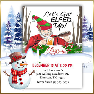 Lets Get Elfed Up Christmas Party Invitation