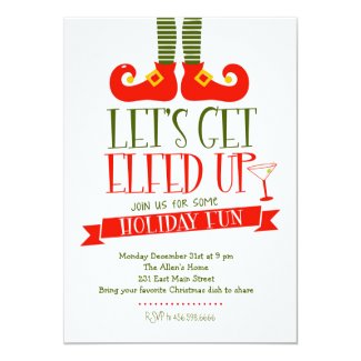 Let&#39;s get Elfed Up Christmas Party Invitation