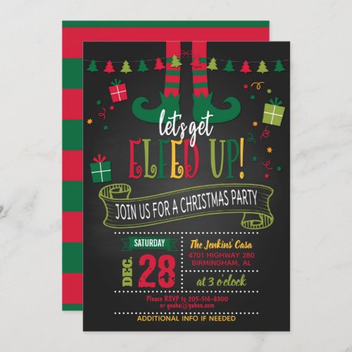 Lets Get Elfed Up Christmas Party Invitation _ BK