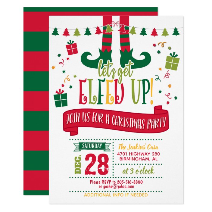 Let's Get Elfed Up Christmas Party Invitation WH