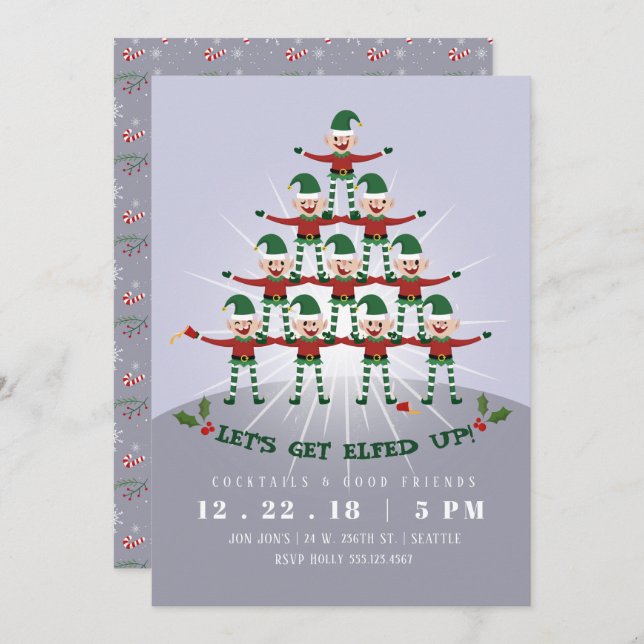Let's Get Elfed Up Christmas Party Invite (Front/Back)