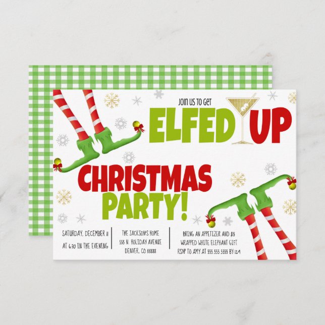  Let's get Elfed Up Christmas Party Invite (Front/Back)