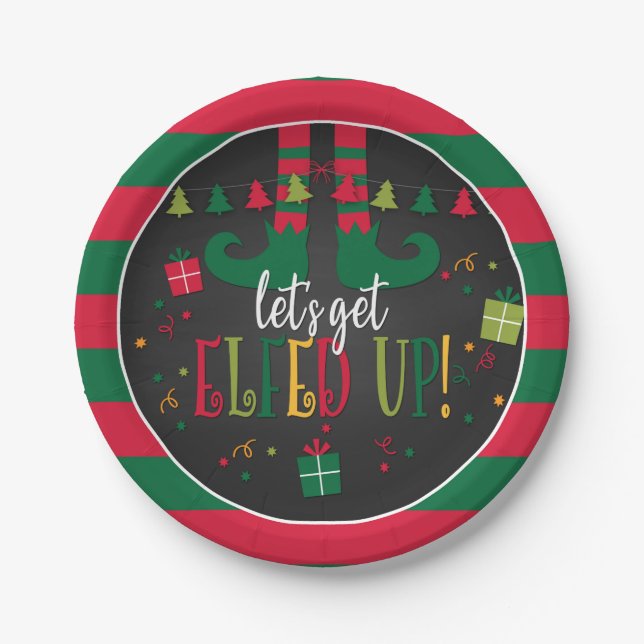 Let's Get Elfed Up Christmas Party Paper Plates (Front)