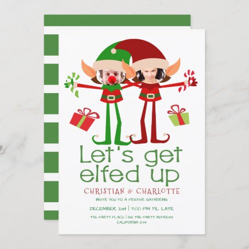 Lets Get Elfed Up Christmas Party Personalized Invitation