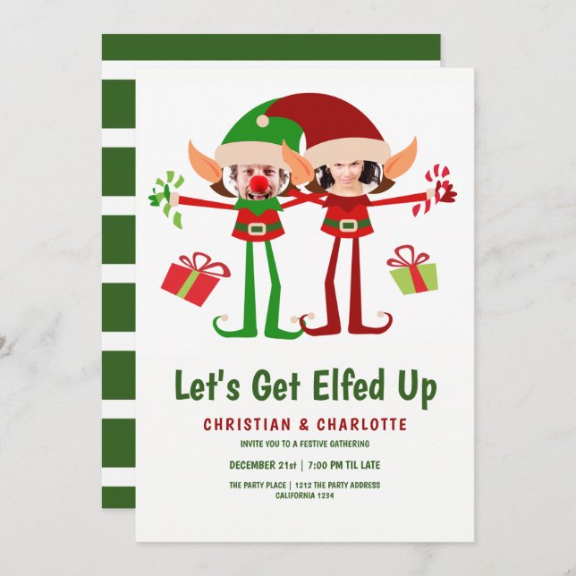 Lets Get Elfed Up Christmas Party Personalized Invitation (Front/Back)