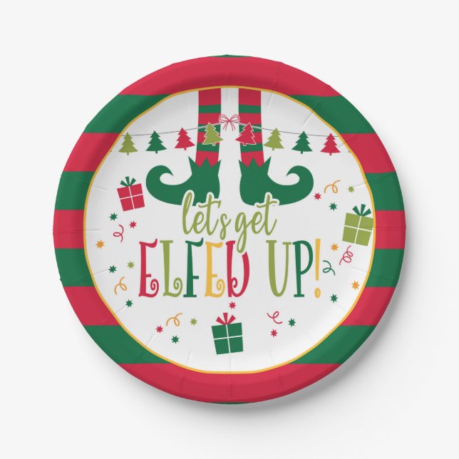 Let's Get Elfed Up Christmas Party (WH) Paper Plates (Front)