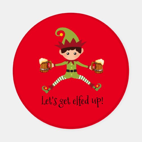 Lets Get Elfed Up Elf Funny  Christmas Holiday Coaster Set