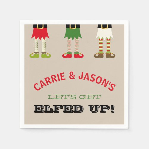Lets Get Elfed Up Holiday Christmas Party Elves Napkins