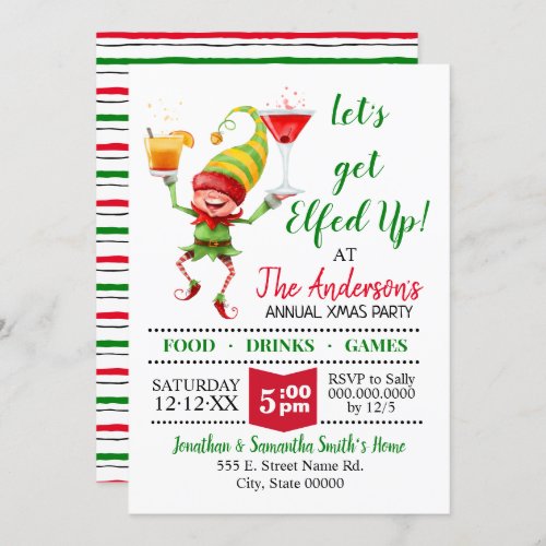 Lets get Elfed Up holiday party bash Invitation