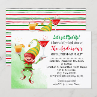 Let's get Elfed Up holiday party Christmas bash Invitation