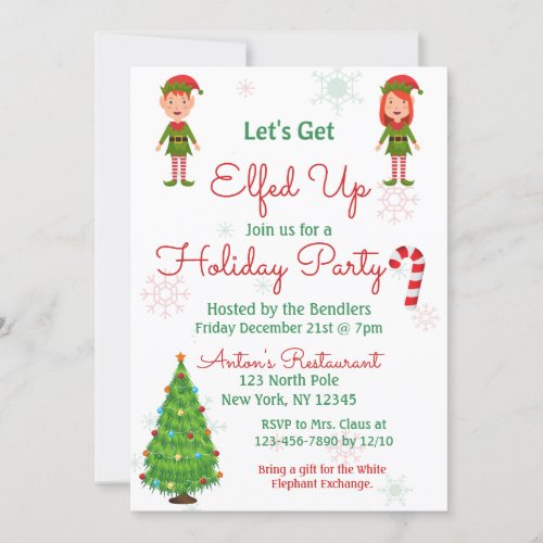 Lets Get Elfed Up Holiday Party Invitation