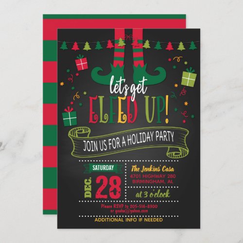 Lets Get Elfed Up Holiday Party Invitation _ BK