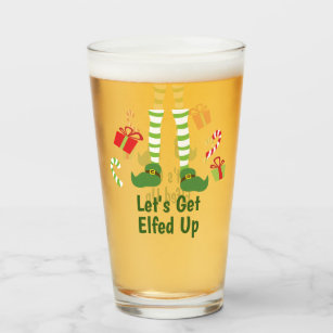 Lets Get Elfed Up Humorous Christmas Adult Party Glass