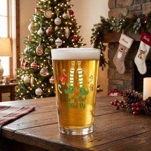 Lets Get Elfed Up Humorous Christmas Adult Party Glass
