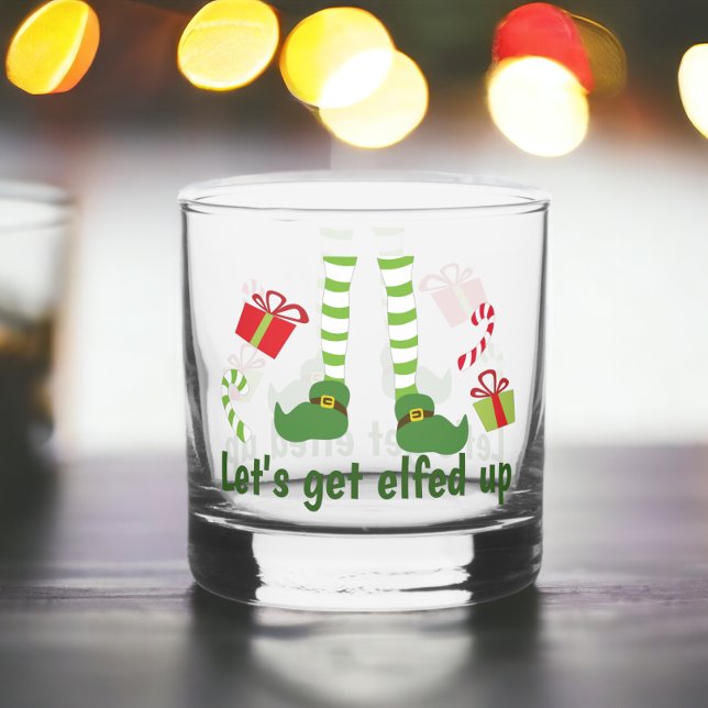 Lets Get Elfed Up Humorous Christmas Whiskey Glass (Lets Get Elfed Up Humorous Christmas Whiskey Glass from Ricaso. A fun adult themed holiday glass)
