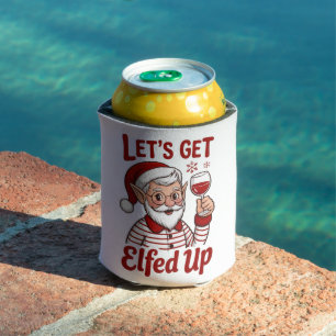 Let's Get Elfed Up Snarky Christmas Wine Elf Humor Can Cooler