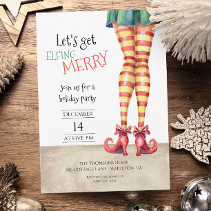 Let's Get ELFING Merry Fun Holidays Party  Invitation