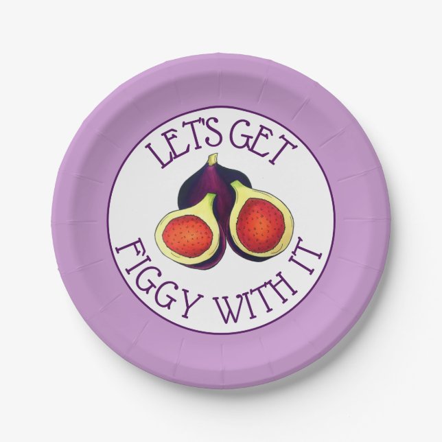 Let's Get Figgy With It Funny Figs Vegetarian Paper Plates (Front)