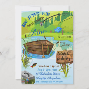 Lets Get Fishing Birthday Invitation Card