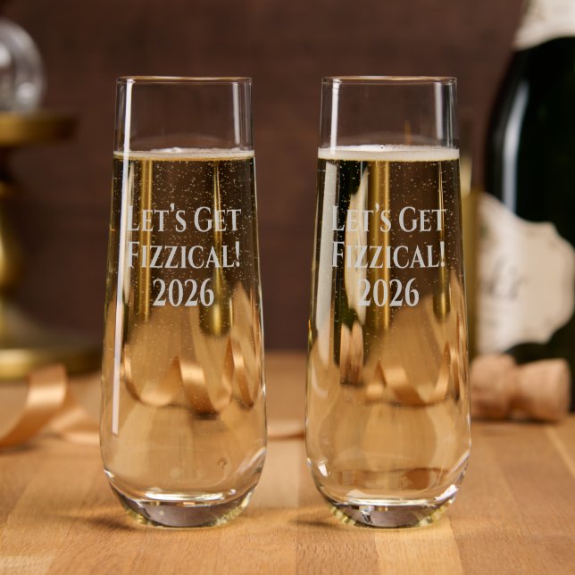 Lets Get Fizzical 2026 Personalized Party Gift Stemless Champagne Flute (Party)