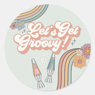 Lets Get Groovy Birthday Party Dessert Favor Classic Round Sticker