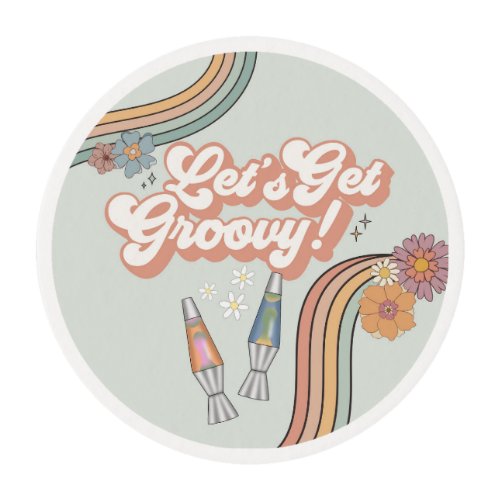 Lets Get Groovy Birthday Party Dessert Favor Edible Frosting Rounds