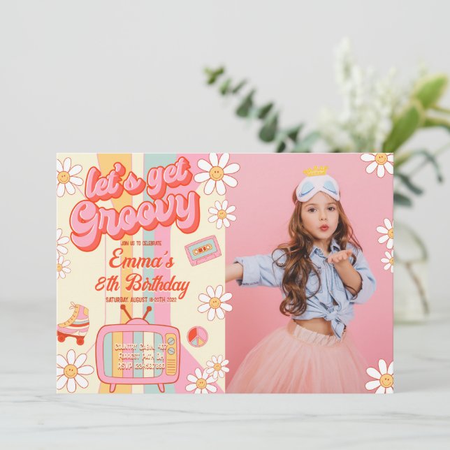 Let's Get Groovy Birthday Photo Invitation (Standing Front)