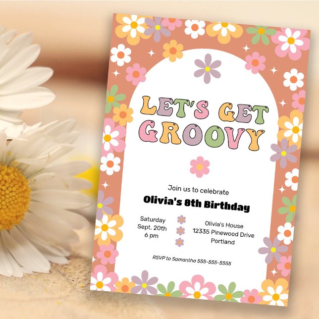 Let's Get Groovy Girl's Hippie Birthday Party Invitation (Creator Uploaded)