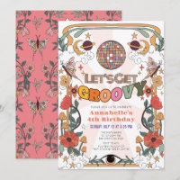 Let's Get Groovy Psychedelic Retro Girl Birthday