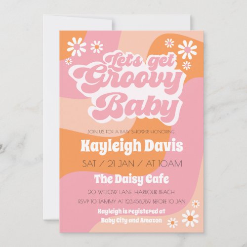 Lets Get Groovy  Retro 70s Baby Shower Invitation