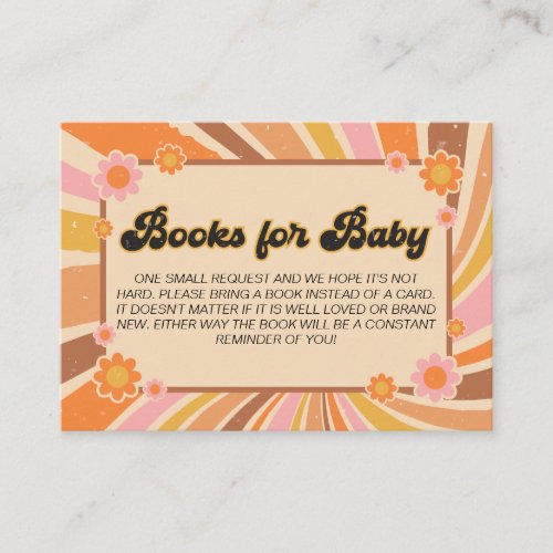 Lets Get Groovy Retro Baby Shower Books for Baby Enclosure Card