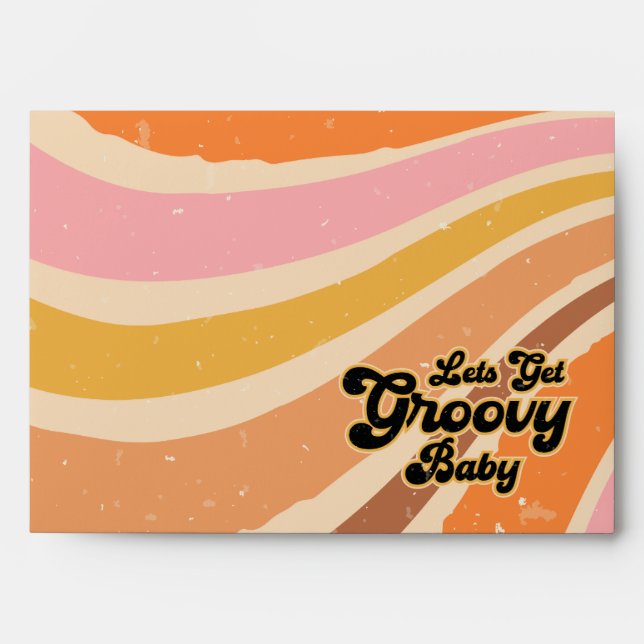 Let's Get Groovy Retro Baby Shower Envelope (Front)