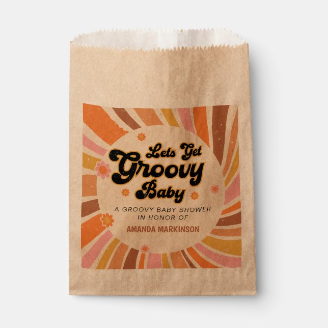 Let's Get Groovy Retro Baby Shower Favor Bag (Front)