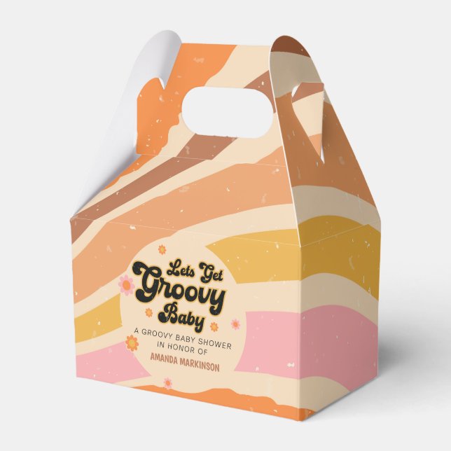 Let's Get Groovy Retro Baby Shower Favor Boxes (Front Side)