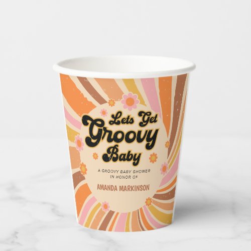 Lets Get Groovy Retro Baby Shower Paper Cups