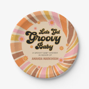 Let's Get Groovy Retro Baby Shower Paper Plates