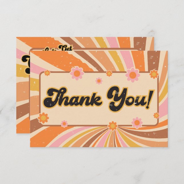 Let's Get Groovy Retro Baby Shower Thank You Card (Front/Back)